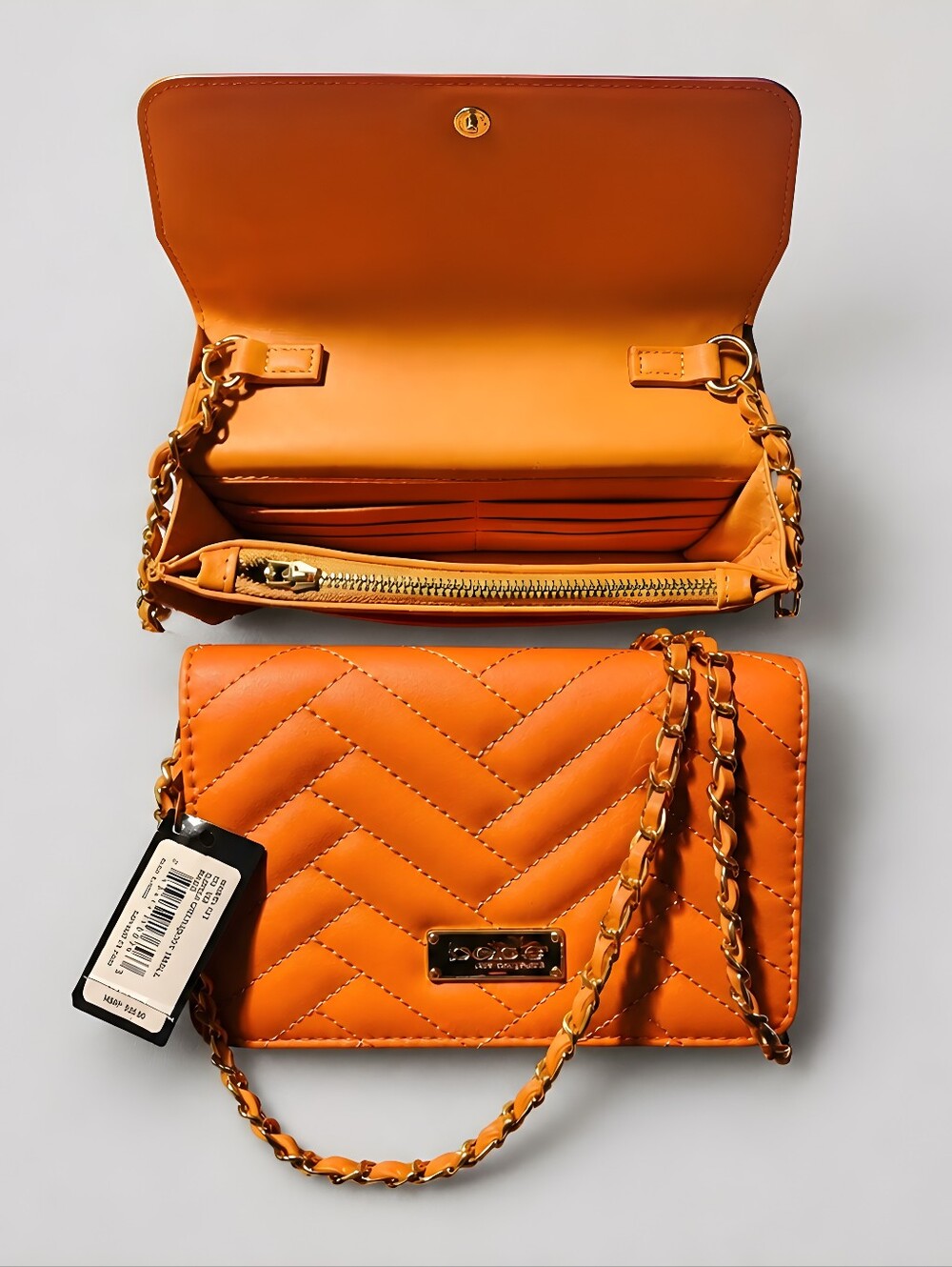 bebe Orange Quilted Crossbody Bag
